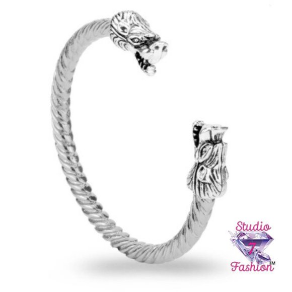 Double Dragon Head Cuff Bracelet - Picture 5 of 5